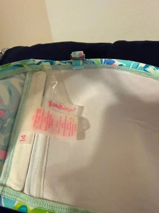 Lilly Pulitzer Pink & Blue Lattice Bikini Top 14 - Picture 12 of 12